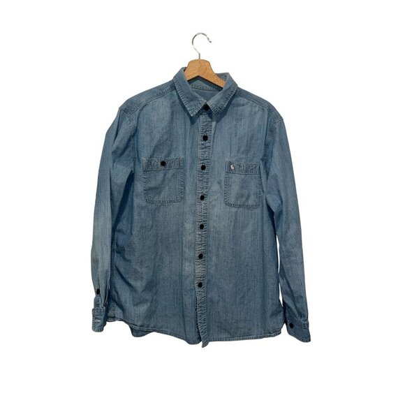 Carhartt Blue Denim Long Sleeve Casual Wear Button-Up Shirt Men's Size XL - Picture 1 of 8